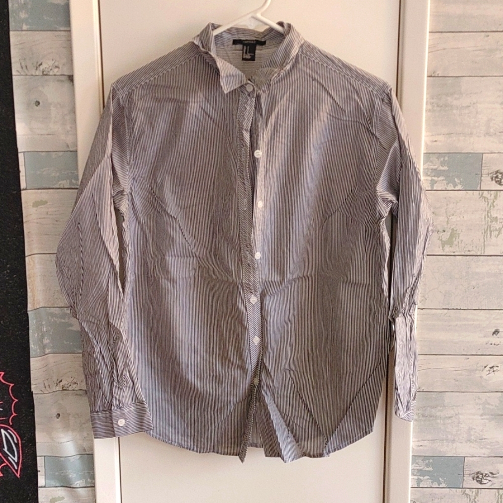 Forever 21 Small Striped Button-Down Blouse